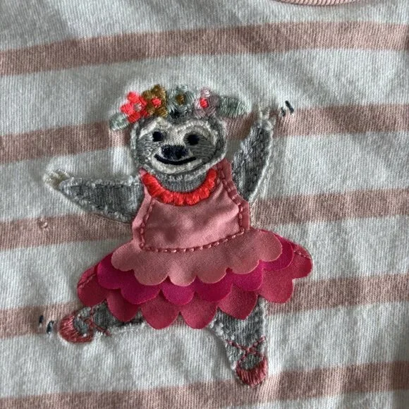 Mini Boden Appliqué Shirt Striped Ballerinas Short Sleeve Preppy 2-3 Years - Picture 5 of 13